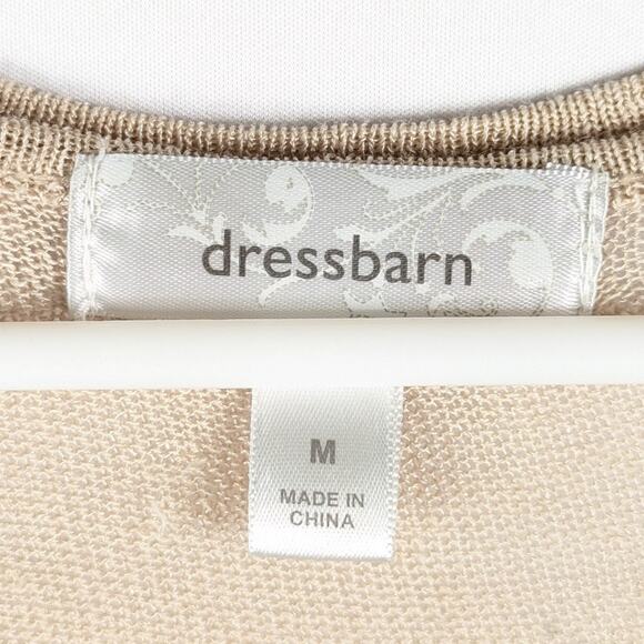 Dressbarn M Linen Rayon Open Front Lightweight Cardigan Beige Long Sleeve - Picture 2 of 4